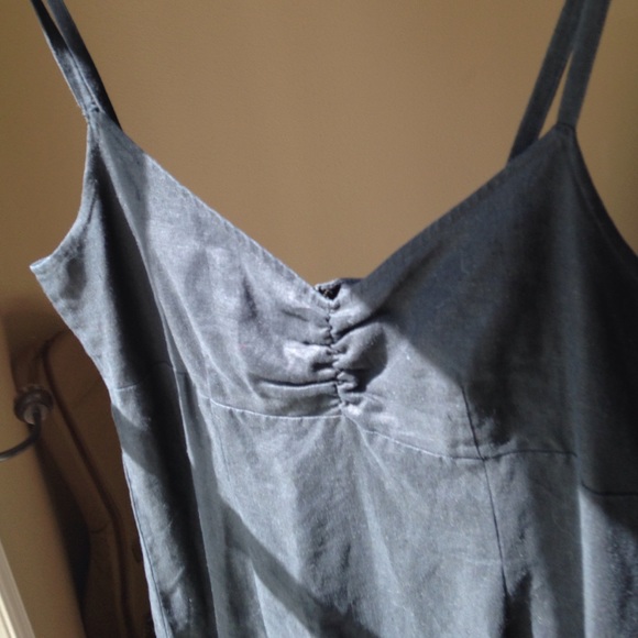 Black linen dress with slit in the back