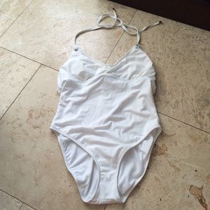 White one-piece bathing suit