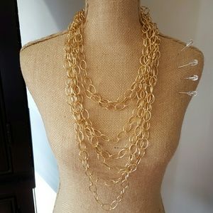 7 strand gold chain link necklace