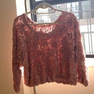American Apparel 3D Floral Mesh Jumper in Pink