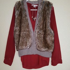 Forever 21 Faux Fir Vest sz Medium NWT