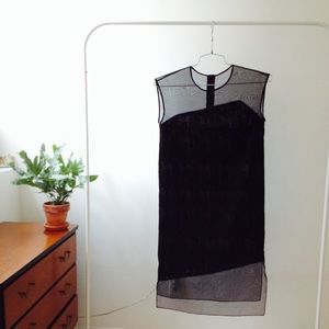 Black Silk Helmut Lang Panel Dress