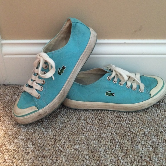 Blue Lacoste tennis shoes
