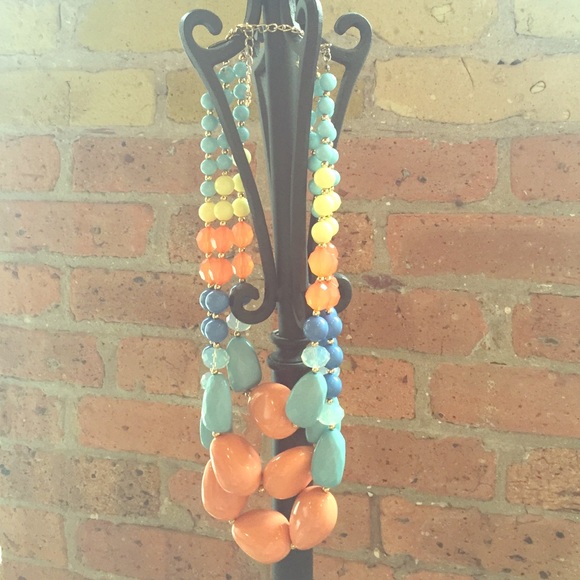 Multi-colored trendy beaded necklace