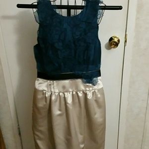 Perfect dark blue and ivory dress
