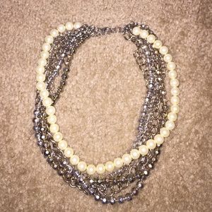Premier Designs mixed metal & pearl necklace