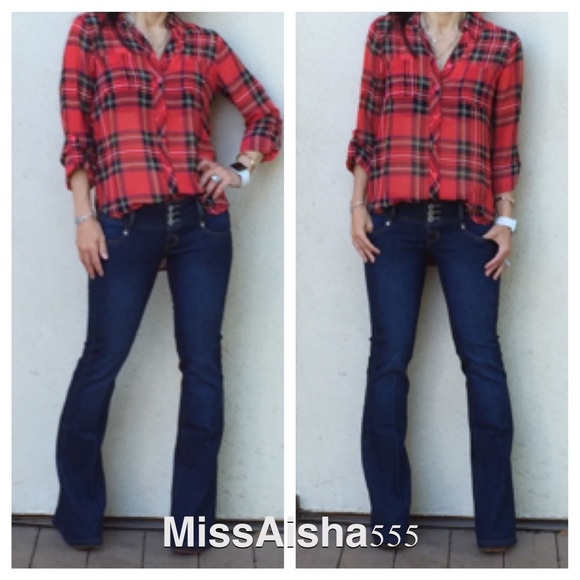 Tops - Chic plaid chiffon blouse