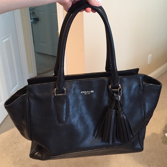 Black Leather Coach Tote
