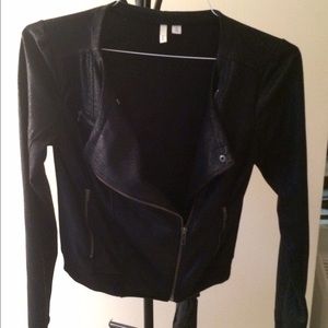 Textured Metallic Faux Leather Jacket