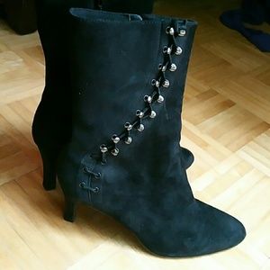 Apostrophe black genuine leather boots 8.5 8 1/2