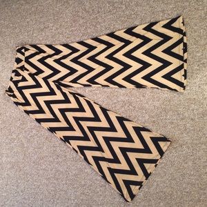 Tan and black chevron palazzo pants