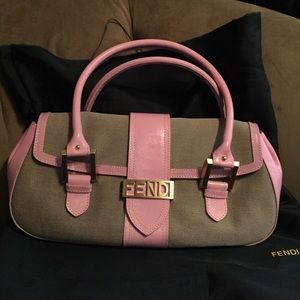 Fendi Hanbag Pink w/Taupe Fabric