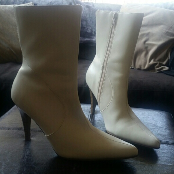 Cream leather boots