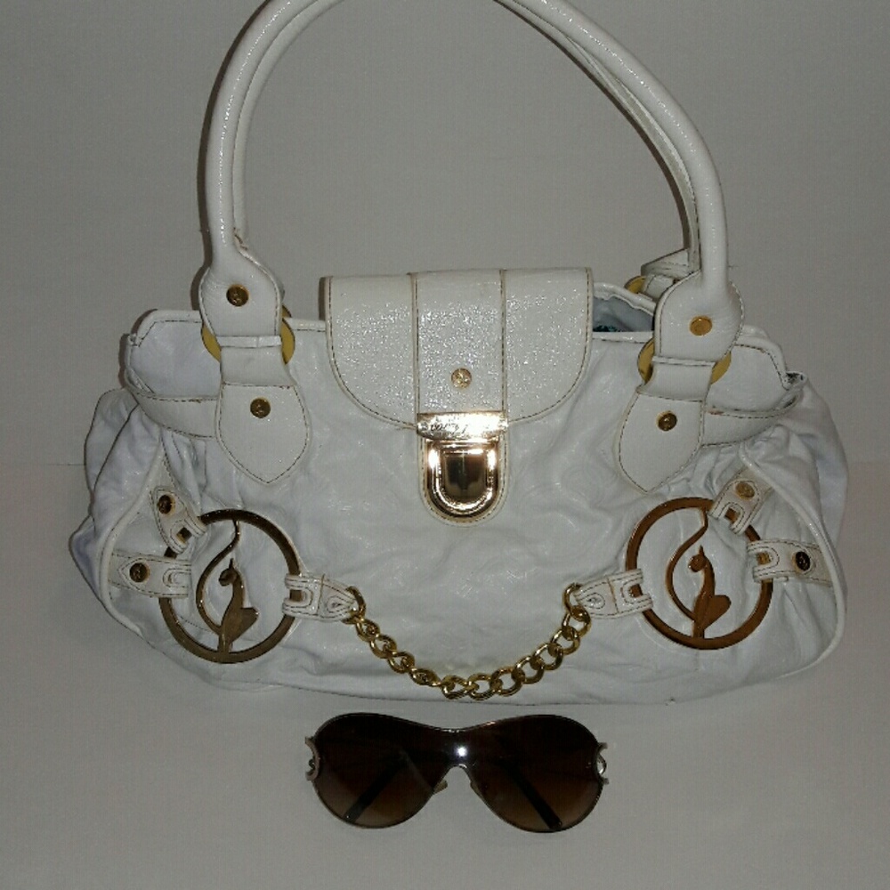 Babyphat handbag white with gold buckle detail