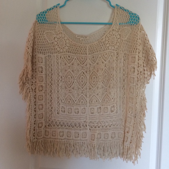 Off-white crochet poncho top