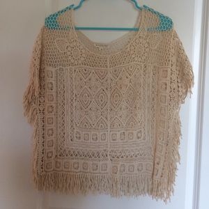 Off-white crochet poncho top