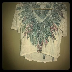 Charlotte Russe flowy feather shirt