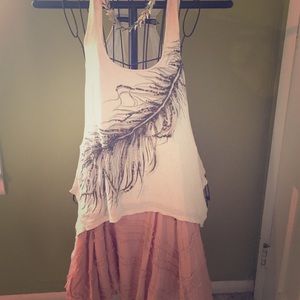 Miss me long uneven feather tank top