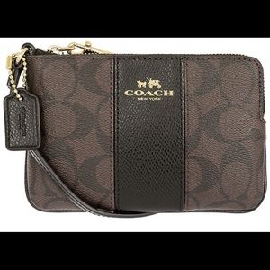 NEW Coach wristlet in canvas signature leather