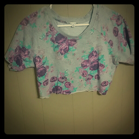 Purple rose t shirt crop top