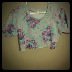 Purple rose t shirt crop top