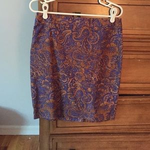 Blue and gold pencil skirt