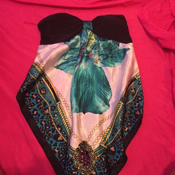 Versace inspired silk tube top