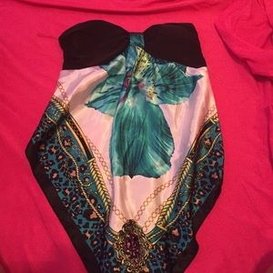 Versace inspired silk tube top