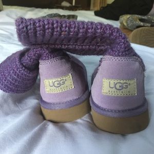Girls UGG crocheted purple boots
