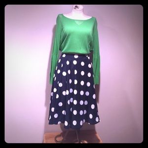 Pixley a line large navy polka dot skirt