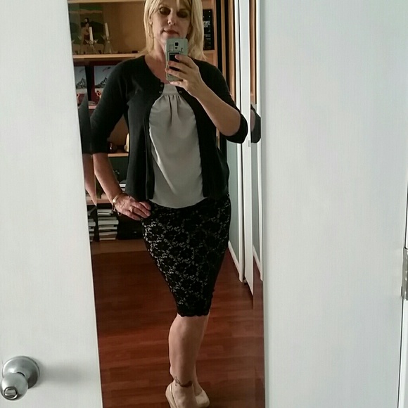 Grey Vera Wang cardigan.