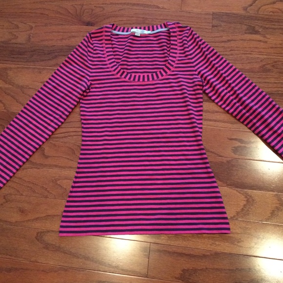 Boden pink & navy stripe top