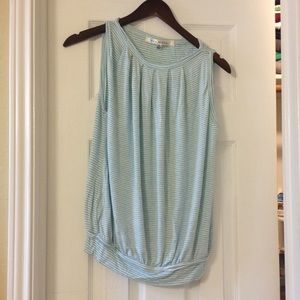 Max Studio blue and white striped sleeveless top