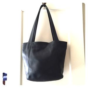 Navy Leather Coach Tote