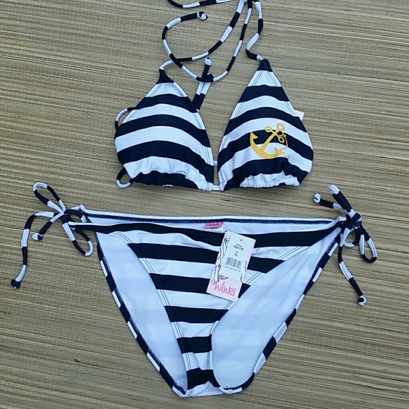 Girl Winki Other - NWT Girl Winki Striped Nautical Bikini Size XL