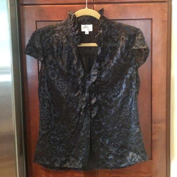 Milly black sheer top, size 6. Perfect for fall!