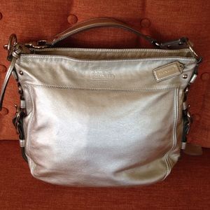 Silver Coach Satchel Shoulder Bag
