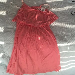 Peach colored flowy dress