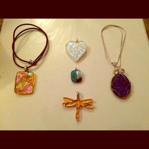 Handmade pressed glass pendants