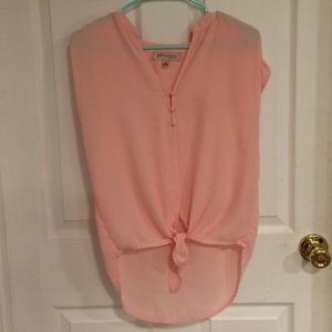 Sheer pink high low philosophy top
