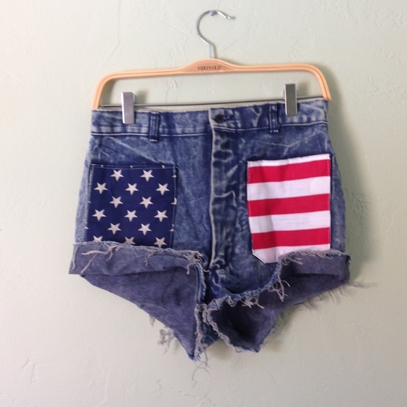 Ultra high waisted American flag pocket shorts