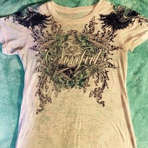 Sinful T, size small with rhinestones