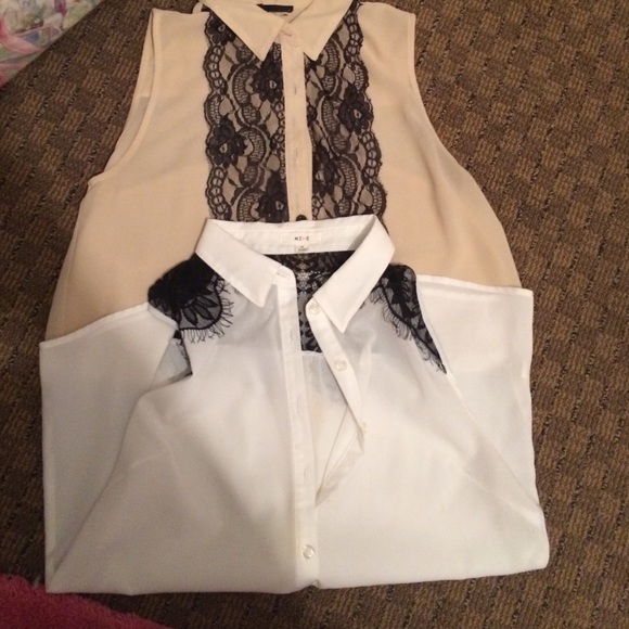 Two sheer sleeveless blouses.