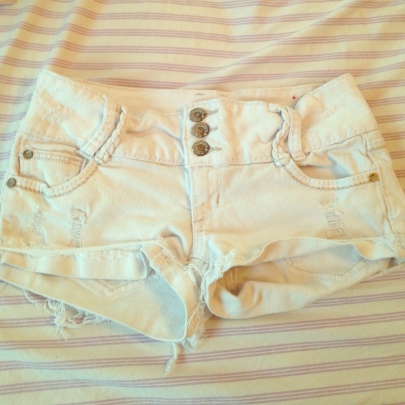 White Distressed Denim Short Shorts