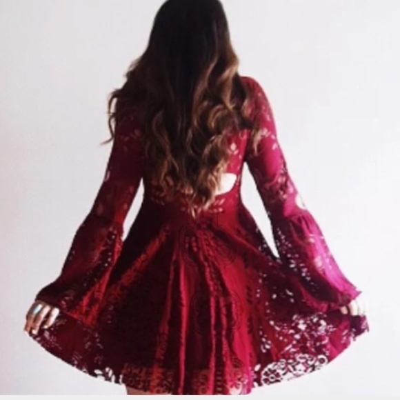 Free People Folk Lovers Song Dress in Red - Picture 2 of 2