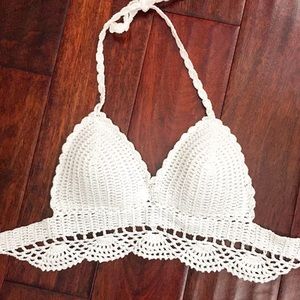 White Crochet Bra Top