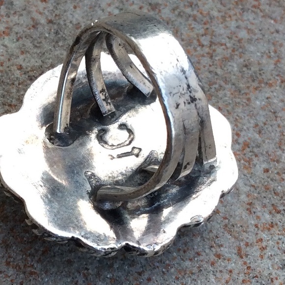 🚫SOLD Vintage sterling silver turquoise leaf ring - Picture 3 of 4