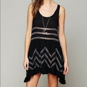 New Black free people voile and lace trapeze slip