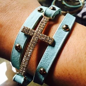 Mint cross wrap bracelet! Never worn!