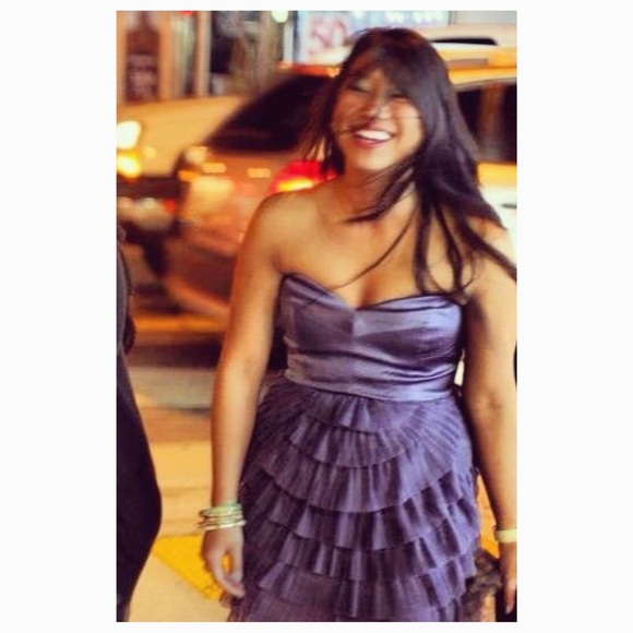 BCBG bustier top ruffle dress purple